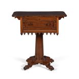 Y A VICTORIAN ROSEWOOD AND MAHOGANY WORK TABLE