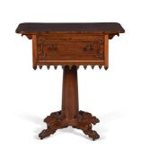 Y A VICTORIAN ROSEWOOD AND MAHOGANY WORK TABLE