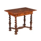 Y A CONTINENTAL WALNUT AND MARQUETRY SIDE TABLE