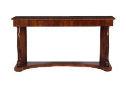 A MAHOGANY AND CARVED CONSOLE TABLE