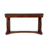 A MAHOGANY AND CARVED CONSOLE TABLE