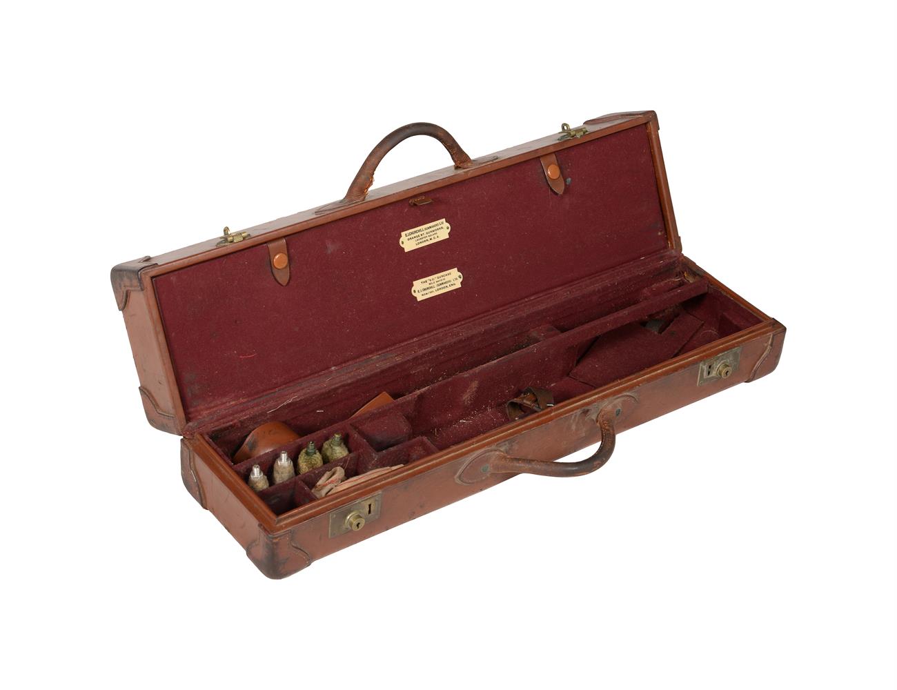 A CHURCHILL, LONDON, LEATHER 'V. C.' DOUBLE SHOT GUN CASE