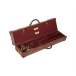 A CHURCHILL, LONDON, LEATHER 'V. C.' DOUBLE SHOT GUN CASE