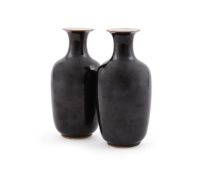 A PAIR OF CHINESE BLACK GLAZED VASES