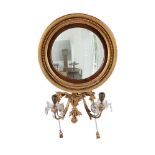 A REGENCY GILTWOOD CONVEX GIRANDOLE MIRROR