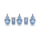 A DUTCH DELFT BLUE AND WHITE GARNITURE (DE DRIE KLOKKEN)