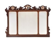 A MAHOGANY AND PARCEL GILT WALL MIRROR IN GEORGE II STYLE