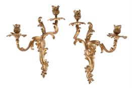 A PAIR OF GILT METAL WALL APPLIQUES IN LOUIS XVI STYLE