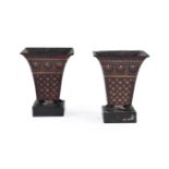 A PAIR OF TOLE VASES PROBABLY ITALIAN