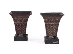 A PAIR OF TOLE VASES PROBABLY ITALIAN