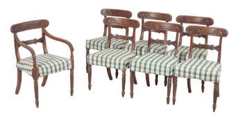 A SET OF SEVEN WILLIAM IV MAHOGANY DINING CHAIRS