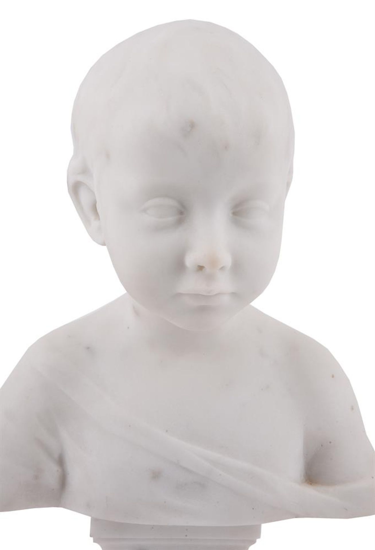 AN ITALIAN MARBLE BUST OF A YOUNG CHILD - Bild 2 aus 4