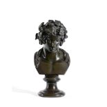 A PATINATED METAL BUST OF ANTINOUS AS DIONYSUS