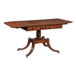 A REGENCY MAHOGANY AND SATINWOOD BANDED SOFA TABLE