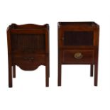 A GEORGE III MAHOGANY AND SATINWOOD BANDED BEDSIDE COMMODE