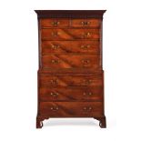 A GEORGE III MAHOGANY CHEST ON CHEST