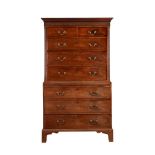 A GEORGE III MAHOGANY CHEST ON CHEST