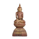 A LARGE WOOD THAI BUDDHA