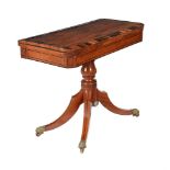 A REGENCY MAHOGANY AND COROMANDEL BANDED CARD TABLE