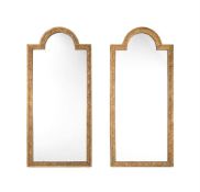 A PAIR OF GILTWOOD AND COMPOSITION WALL MIRRORS IN QUEEN ANNE STYLE