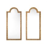 A PAIR OF GILTWOOD AND COMPOSITION WALL MIRRORS IN QUEEN ANNE STYLE