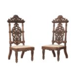 A PAIR OF ANGLO-INDIAN HARDWOOD SIDE CHAIRS