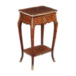 A FRENCH PARQUETRY AND GILT METAL MOUNTED SIDE TABLEIN LOUIS XVI STYLE