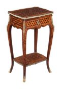 A FRENCH PARQUETRY AND GILT METAL MOUNTED SIDE TABLEIN LOUIS XVI STYLE