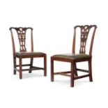 A PAIR OF MAHOGANY SIDE CHAIRS PROBABLY IRISH