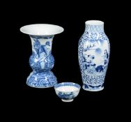 A CHINESE BLUE AND WHITE GU VASE