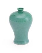 A CHINESE GREEN CRACKLE GLAZED VASE