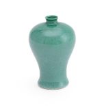 A CHINESE GREEN CRACKLE GLAZED VASE