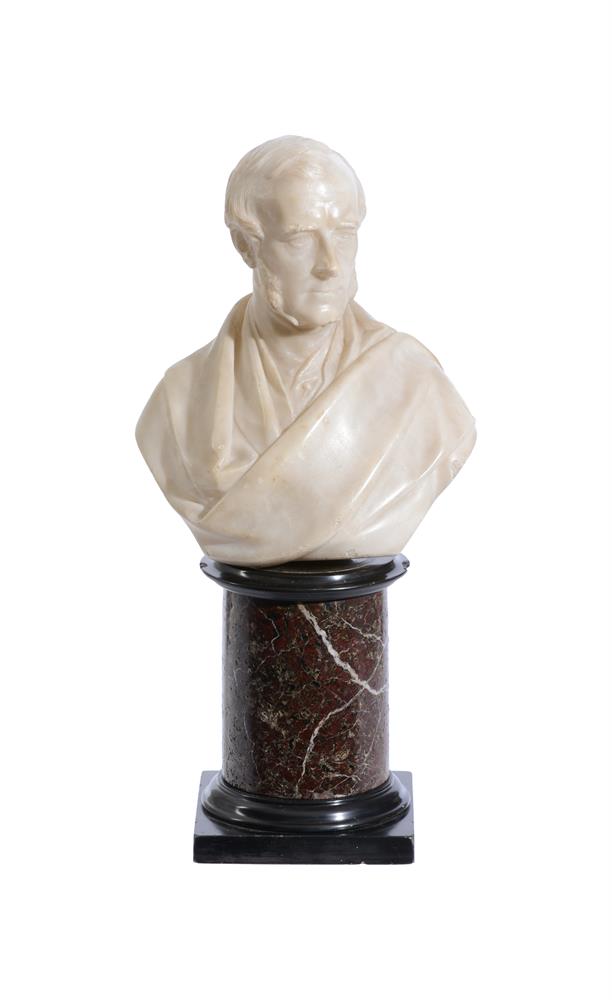 MATTHEW NOBLE (BRITISH 1818-1876), A CARVED MARBLE BUST OF FREDERICK DAWES...