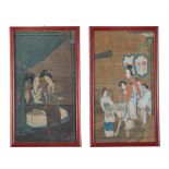 TWO CHINESE SILK PAINTINGS