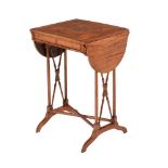 A SATINWOOD, MARQUETRY, AND INLAID OCCASIONAL TABLE