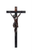 A STAINED WOOD CRUCIFIX