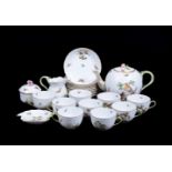 A MODERN HEREND 'ROTHSCHILD BIRDS' PATTERN PART TEA SET