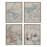 FOUR 'ROMANCE OF THE THREE KINGDOMS' PAINTINGS ON SILK