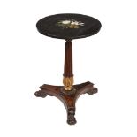 Y A DERBYSHIRE PIETRA DURE INLAID SLATE TOPPED ROSEWOOD OCCASIONAL TABLE