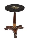 Y A DERBYSHIRE PIETRA DURE INLAID SLATE TOPPED ROSEWOOD OCCASIONAL TABLE