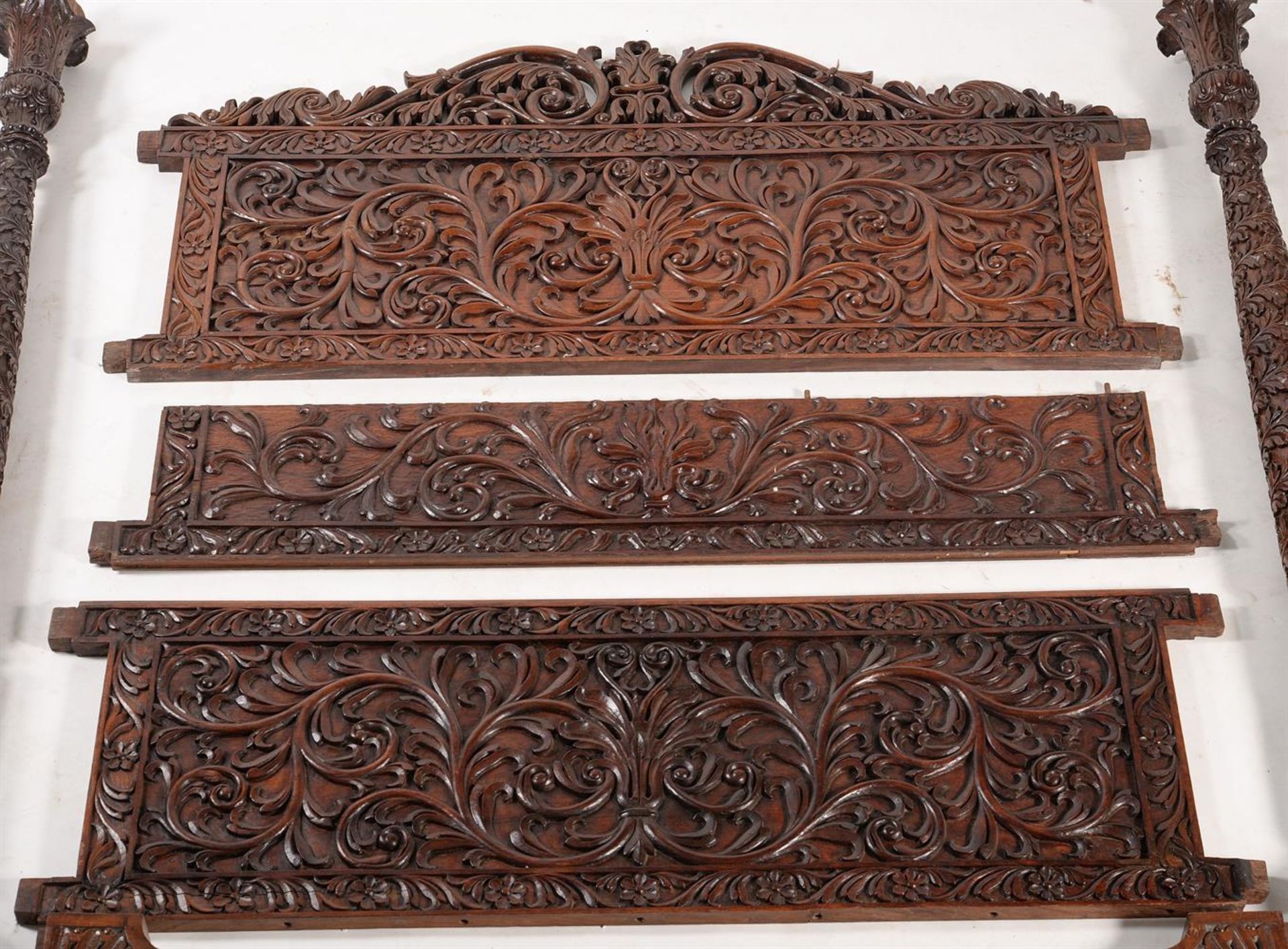 Y AN ANGLO-INDIAN CARVED ROSEWOOD FOUR POSTER BED - Image 2 of 7