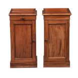 A PAIR OF VICTORIAN MAHOGANY BEDSIDE PEDESTAL CUPBOARDS