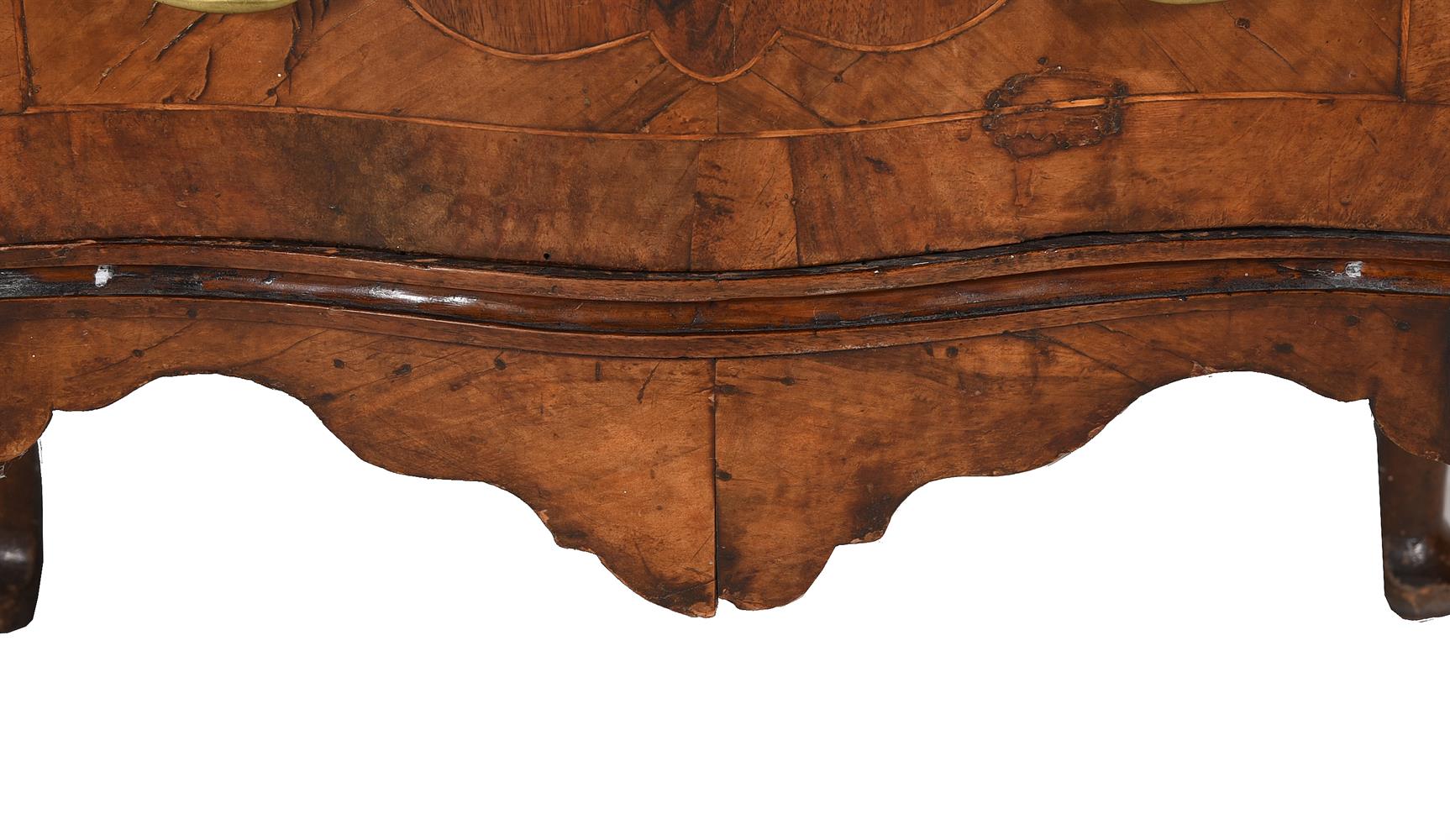 A WALNUT SERPENTINE CHEST OR COMMODE - Image 3 of 5