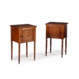 A PAIR OF LATE GEORGE III MAHOGANY BEDSIDE CUPBOARDS