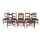 Y A SET OF EIGHT LATE GEORGE III MAHOGANY AND EBONY INLAID DINING CHAIRS