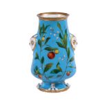 CHRISTOPHER DRESSER FOR MINTON, AN AESTHETIC MOVEMENT BLEU CELESTE GROUND 'OWL' VASE