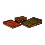 Y A GROUP OF THREE ROSEWOOD BOXES AND WRITING SLOPES