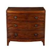 A REGENCY MAHOGANY AND SATINWOOD BANDED BOWFRONT CHEST OF DRAWERS