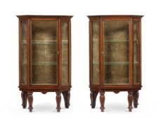 A PAIR OF MAHOGANY AND BRASS MOUNTED STANDING DISPLAY CABINETS, THIRD QUARTER 19TH CENTURY AND LATER