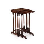 Y A NEST OF THREE GEORGE IV MAHOGANY SIDE TABLES